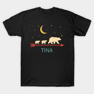 Tina Name Gift Personalized Mama Bear With 2 Cubs T-Shirt